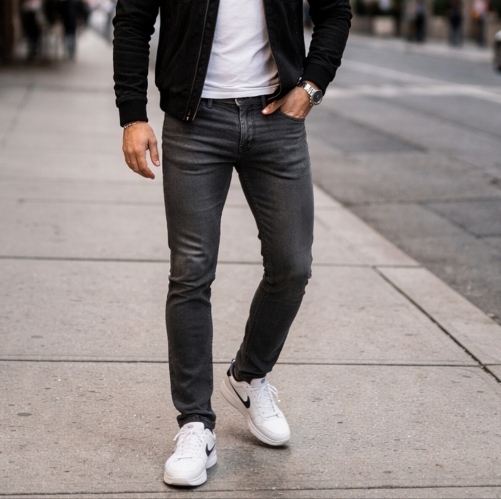 7 For All Mankind Slimmy Jeans | Grey Cotton Blend Slim Fit Designer Denim Mens